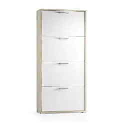 Scarpiera 4 ante bianca e rovere 67x147h cm in legno - Adeindein