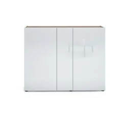 Scarpiera 3 ante bianca lucida e rovere 145x115h cm - Anir