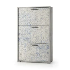Scarpiera 3 ante cemento e azzurra 67x112h cm - Axinite