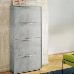 Scarpiera 4 ante cemento 67x147h cm - Adeindein