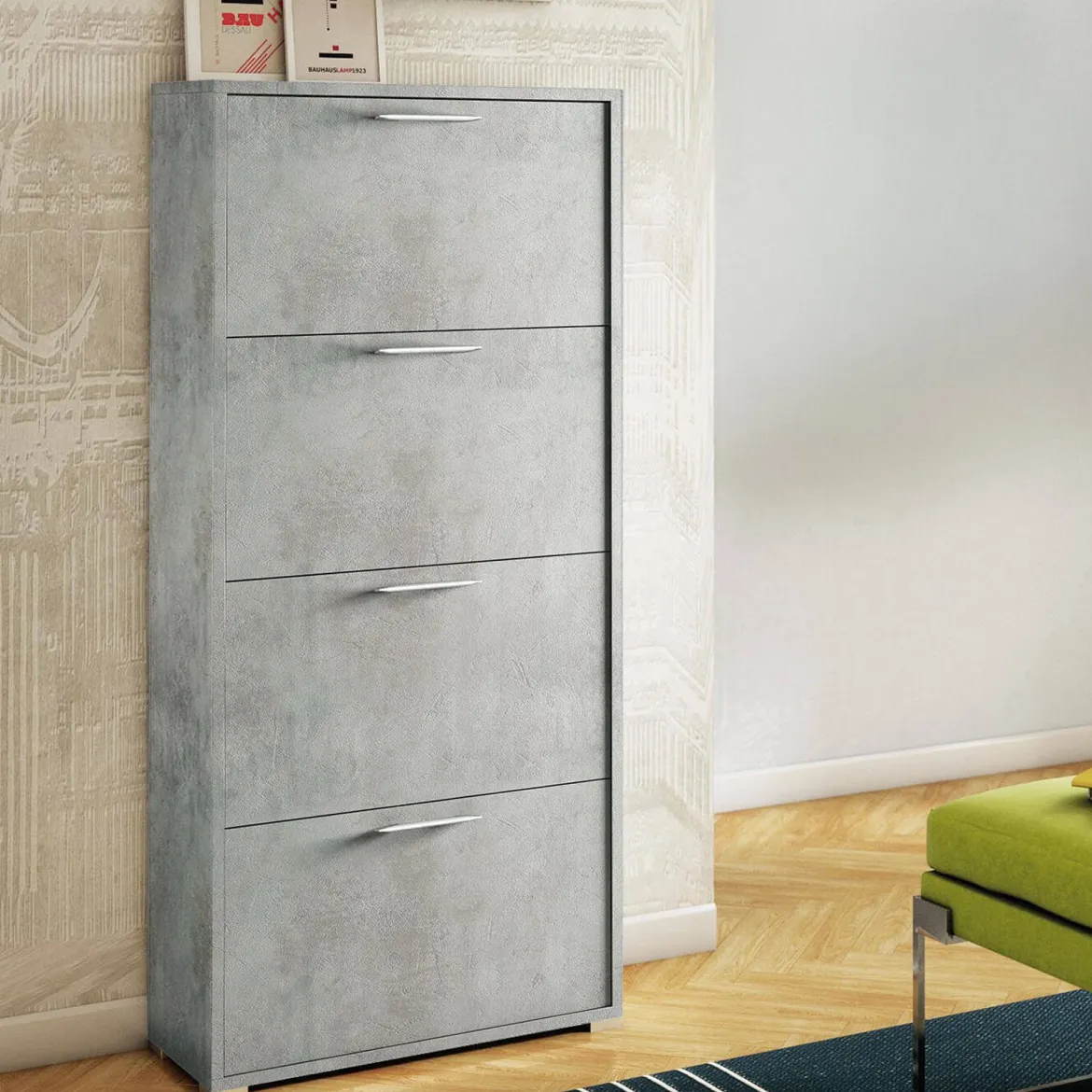Scarpiera 4 ante cemento 81x167h cm - Archibal