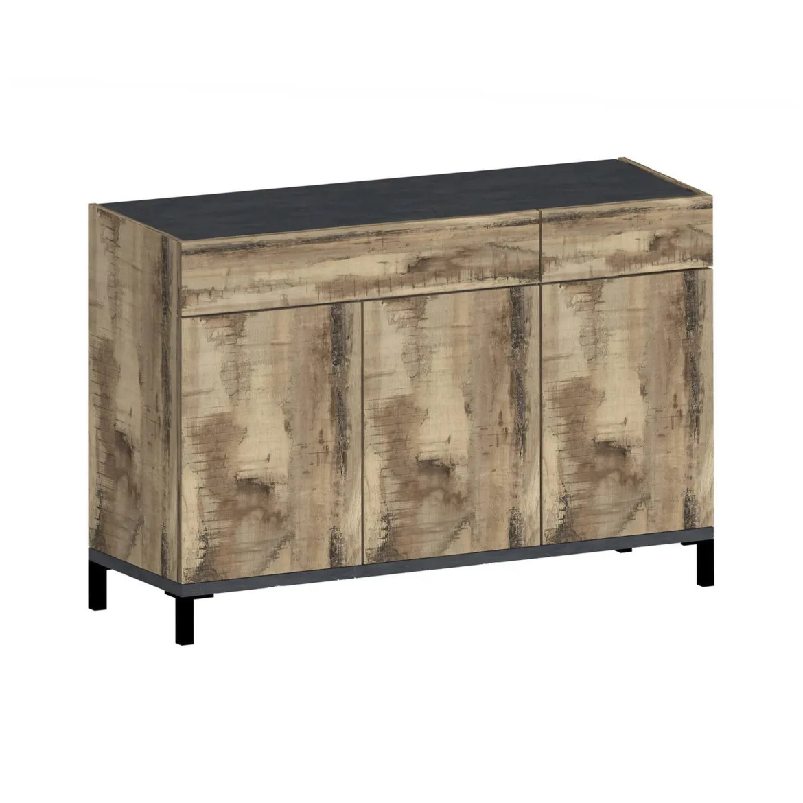 Scarpiera 3 ante e 2 cassetti acero e ardesia 120x80h cm - Syria