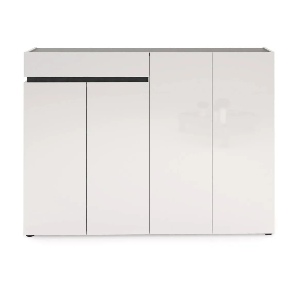 Scarpiera 4 ante e 1 cassetto bianca lucida e antracite 160x115h cm - Speranza