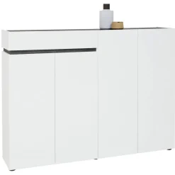 Scarpiera 4 ante e 1 cassetto bianca lucida e antracite 160x115h cm - Speranza