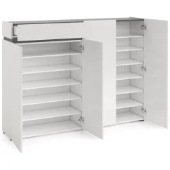 Scarpiera 4 ante e 1 cassetto bianca lucida e antracite 160x115h cm - Speranza
