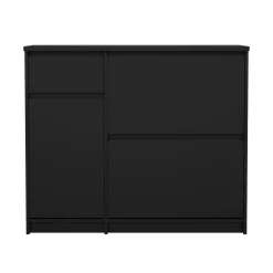 Scarpiera 3 ante e 1 cassetto nera 108x92h cm - Todd
