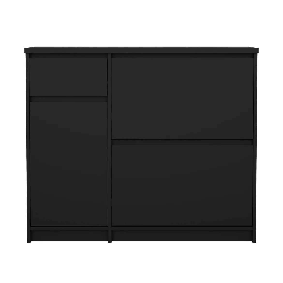 Scarpiera 3 ante e 1 cassetto nera 108x92h cm - Todd