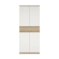 Scarpiera 4 ante e 1 cassetto rovere e bianca 80x191h cm - Jangmi