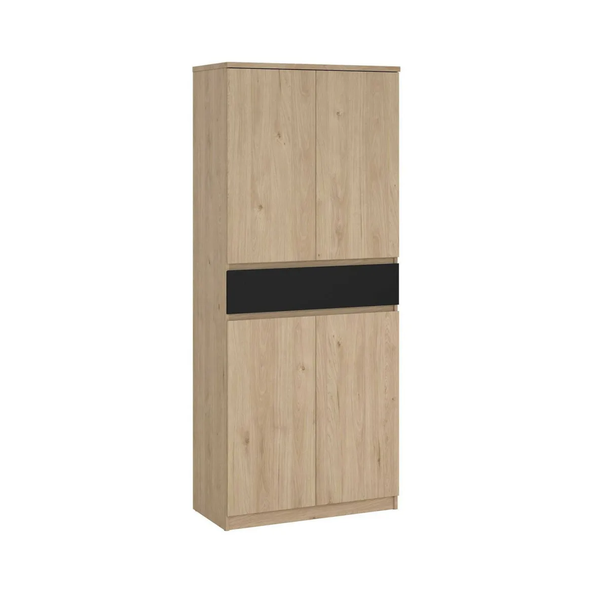 Scarpiera 4 ante e 1 cassetto rovere e nera 80x191h cm - Jangmi