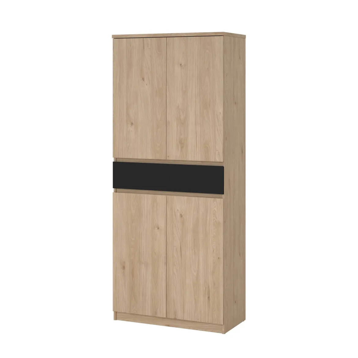 Scarpiera 4 ante e 1 cassetto rovere e nera 80x191h cm - Jangmi
