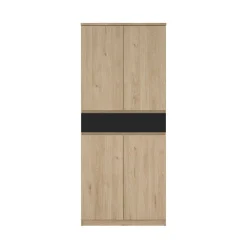 Scarpiera 4 ante e 1 cassetto rovere e nera 80x191h cm - Jangmi
