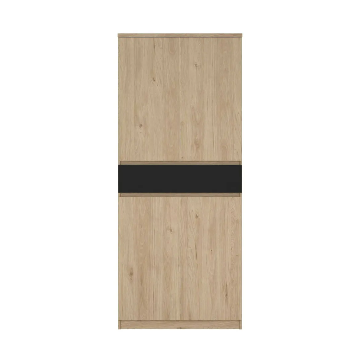 Scarpiera 4 ante e 1 cassetto rovere e nera 80x191h cm - Jangmi