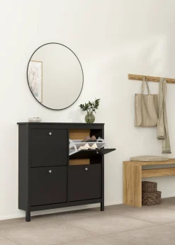 Scarpiera 4 ante nera 102x102h cm - Actinidia