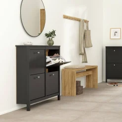 Scarpiera 4 ante nera 102x102h cm - Actinidia