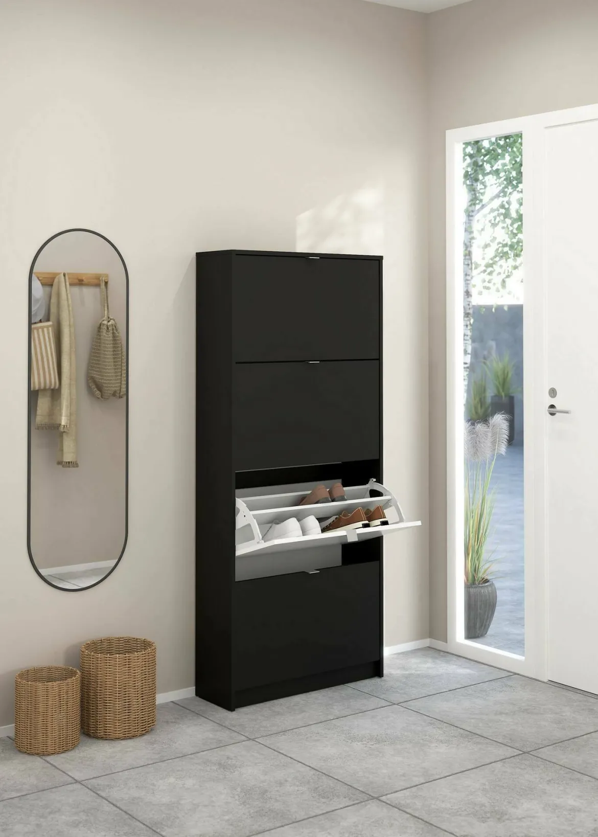 Scarpiera 4 ante nera 70x162h cm - Epidoto