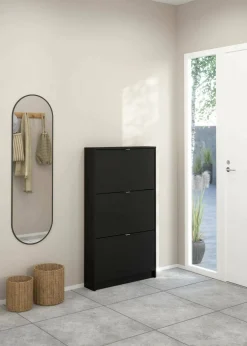 Scarpiera 3 ante nera 70x123h cm in legno - Aran