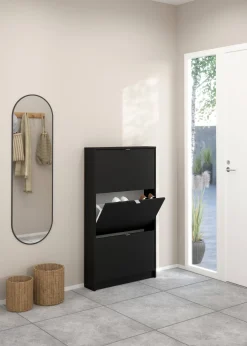 Scarpiera 3 ante nera 70x123h cm in legno - Aran