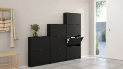 Scarpiera 3 ante nera 70x123h cm in legno - Aran