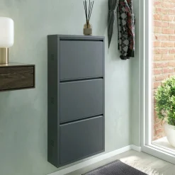 Scarpiera 3 ante nera 50x104h cm in metallo - Alexa