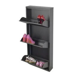Scarpiera 3 ante nera 50x104h cm in metallo - Alexa