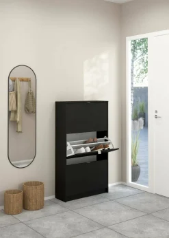 Scarpiera 3 ante nera 70x123h cm - Irina