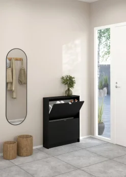 Scarpiera 2 ante nera 70x85h cm - Turchese