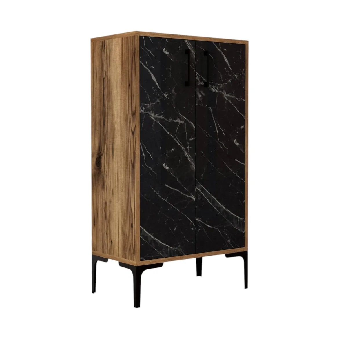 Scarpiera 2 ante noce e nera 60x111h cm - Ngerulmud