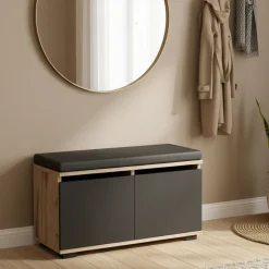 Scarpiera 2 ante noce e nera 80x42h cm - Delphin