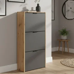 Scarpiera 3 ante rovere e antracite 54x110h cm - Ponente