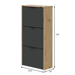 Scarpiera 3 ante rovere e antracite 54x110h cm - Ponente
