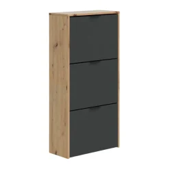 Scarpiera 3 ante rovere e antracite 54x110h cm - Ponente
