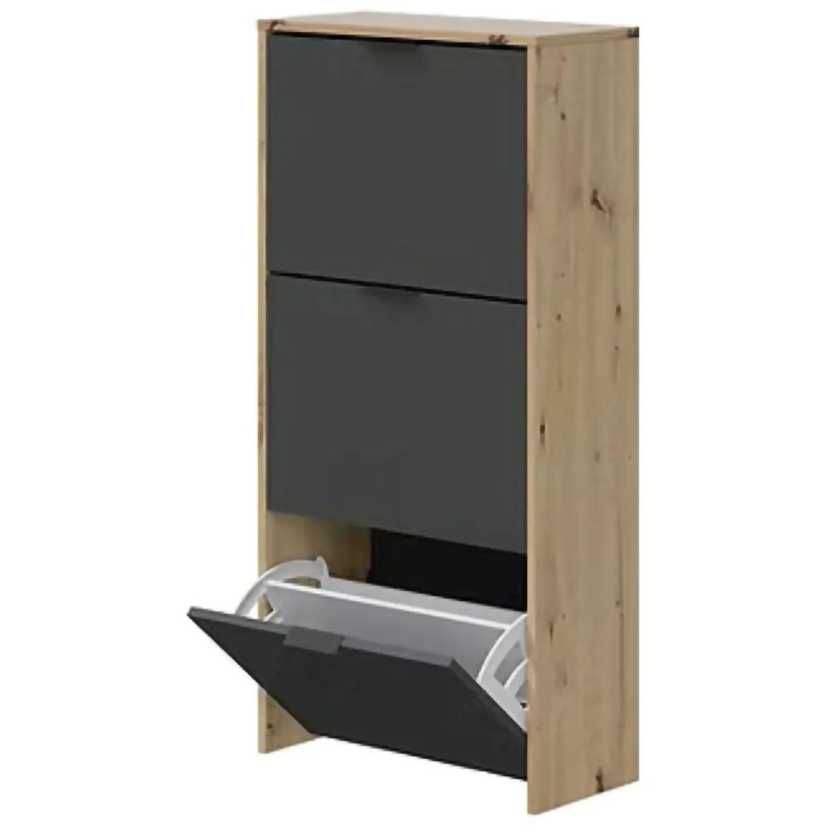 Scarpiera 3 ante rovere e antracite 54x110h cm - Ponente