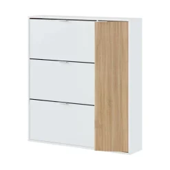Scarpiera 4 ante rovere e bianca lucida 105x112h cm - Angor