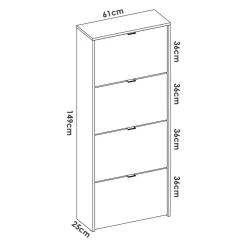 Scarpiera 4 ante rovere 61x149h cm - Arsa