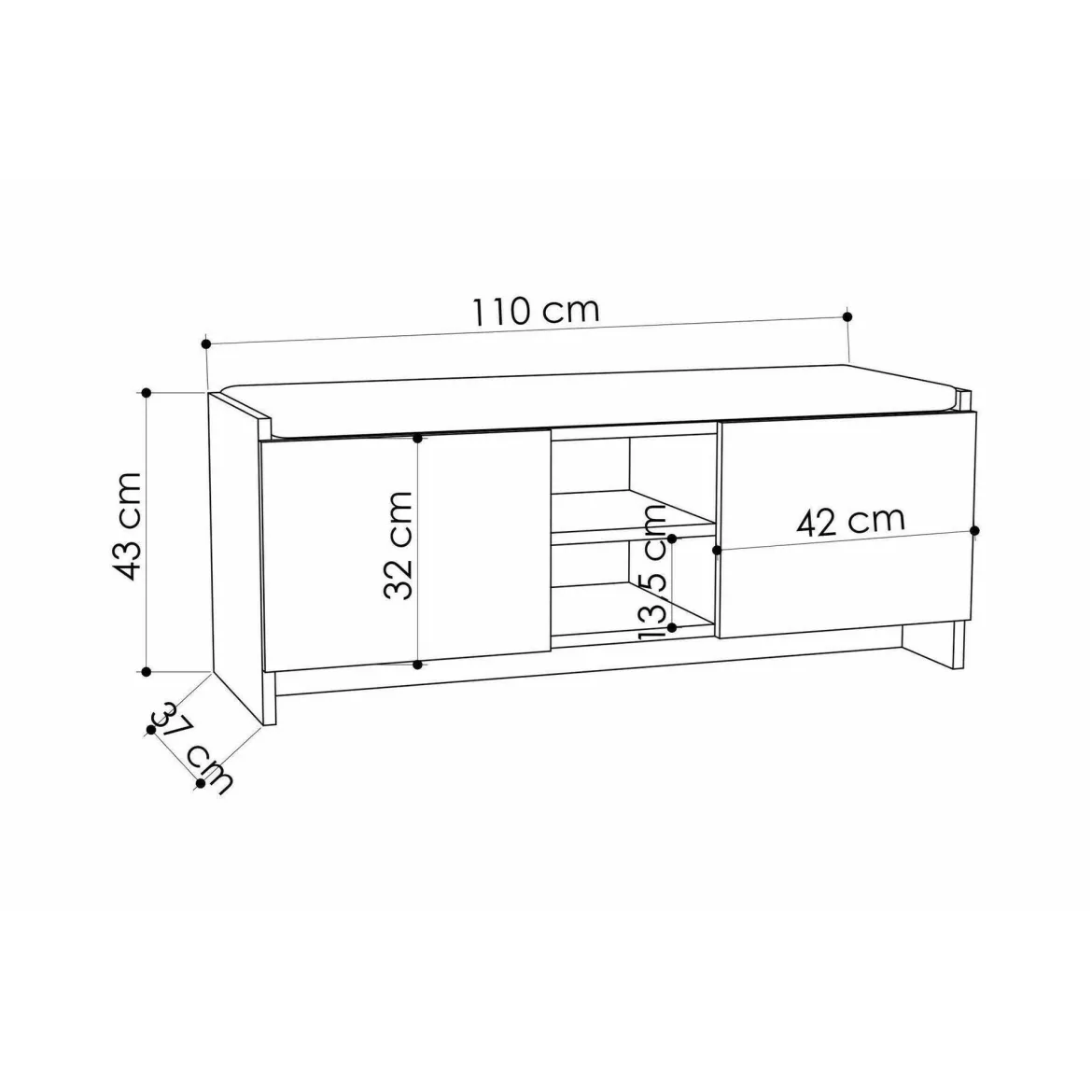 Scarpiera 2 ante rovere 110x43h cm - Axar