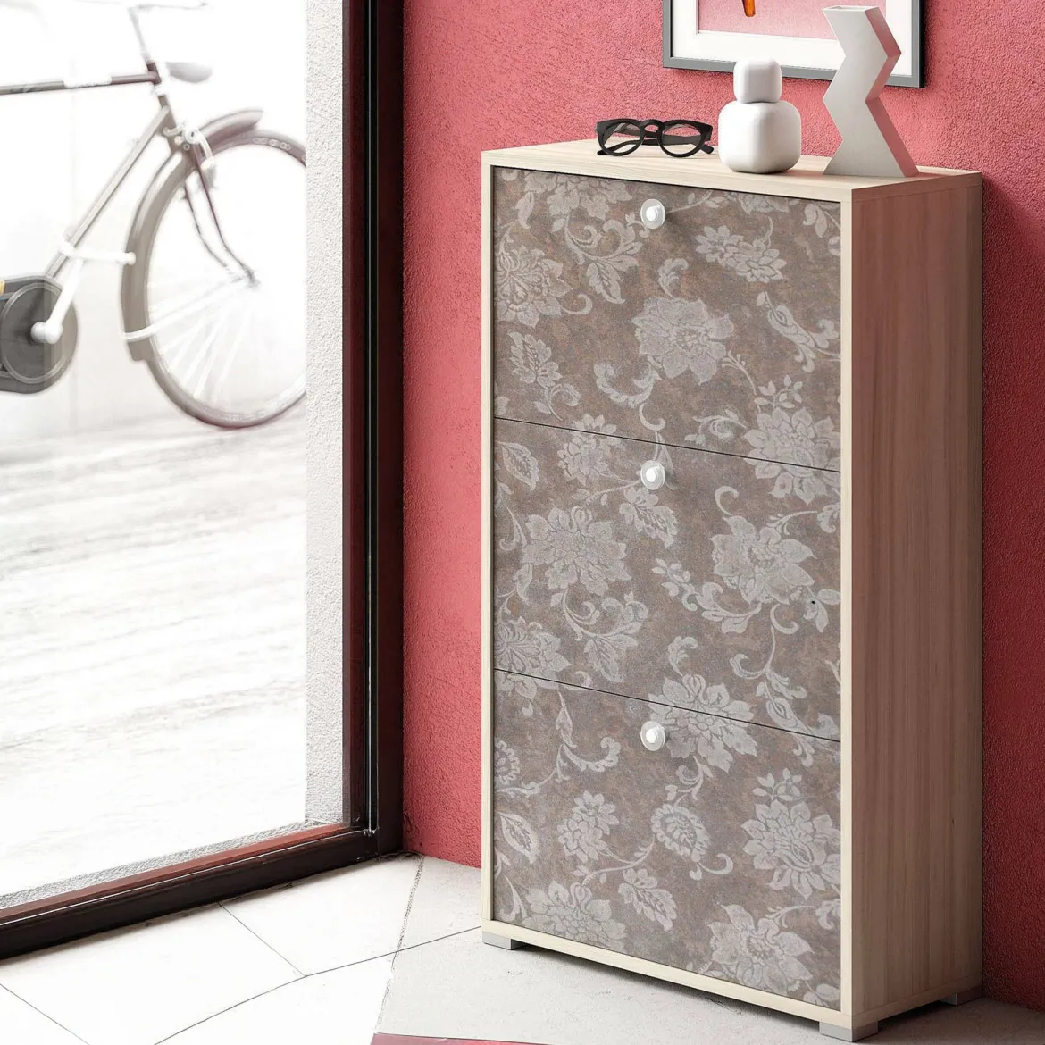 Scarpiera 3 ante rovere 67x112h cm 18 paia - Axinite