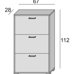 Scarpiera 3 ante rovere 67x112h cm 18 paia - Axinite