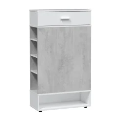 Scarpiera aperta con 1 cassetto cemento e bianca 67x119h cm - Idea