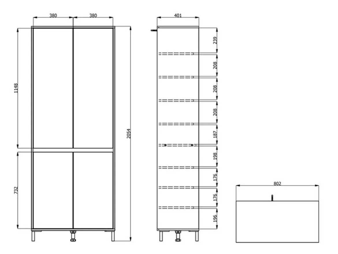 Scarpiera Beige Nero 9 Ripiani 4 Ante 80x40x205.5h cm, Piedini Inclusi - Peligni
