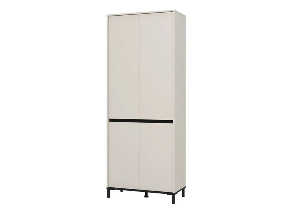 Scarpiera Beige Nero 9 Ripiani 4 Ante 80x40x205.5h cm, Piedini Inclusi - Peligni