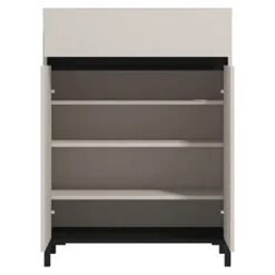 Scarpiera Beige Nero un Cassetto 4 Ripiani 80x40x109.5h cm, 2 Ante - Ilarione