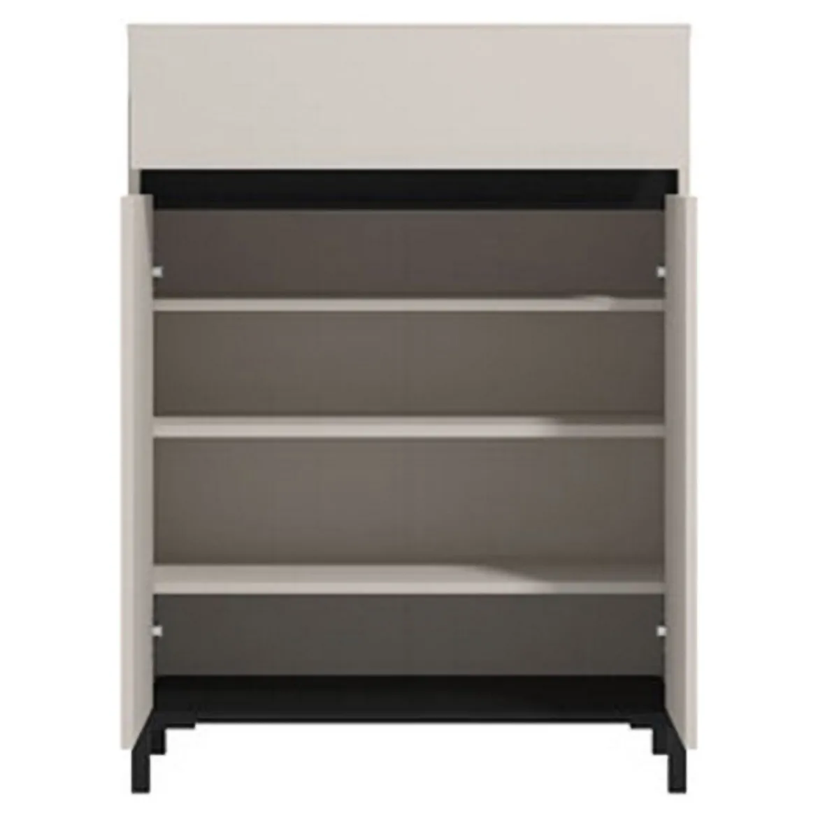 Scarpiera Beige Nero un Cassetto 4 Ripiani 80x40x109.5h cm, 2 Ante - Ilarione