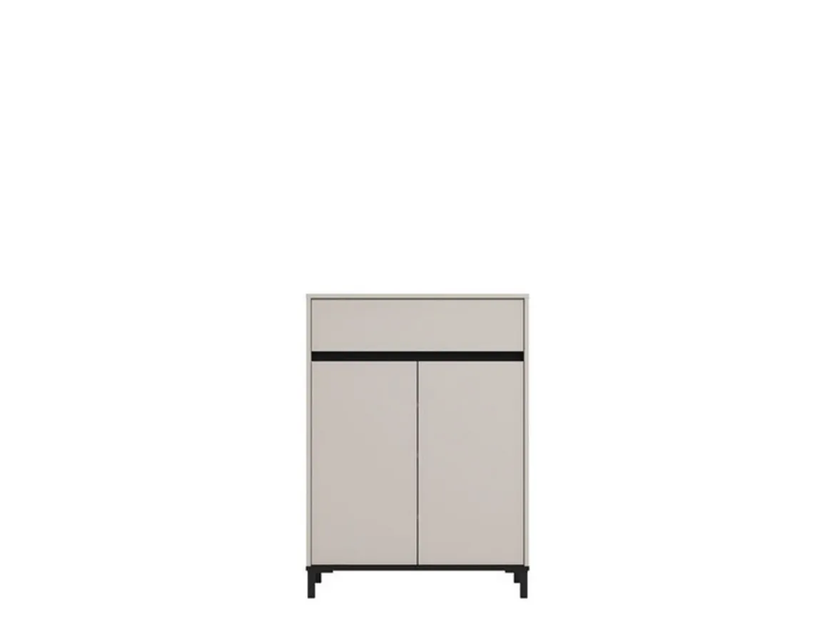 Scarpiera Beige Nero un Cassetto 4 Ripiani 80x40x109.5h cm, 2 Ante - Ilarione