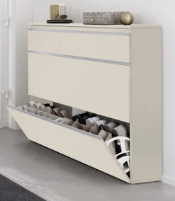 Scarpiera Beige 9 Ripiani 16 Paia 120x26.5x108h cm, 9 Vani - Marconi