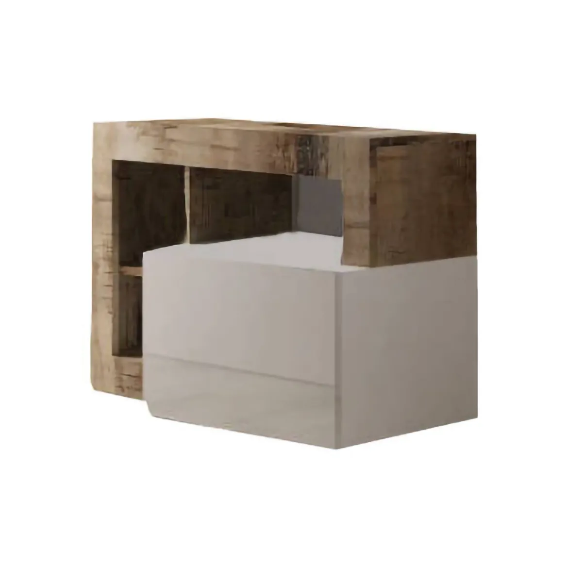 Scarpiera bianca lucida e acacia 91x58h cm - Adonide