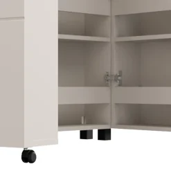 Scarpiera Bianco Crema Nero 15 Ripiani 2 Ante 92x33x185h cm, Ante con Doppia Capienza, Apertura con Ruote - Bled