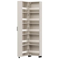 Scarpiera Bianco Crema 10 Ripiani Un'anta 46x33x185h cm, Ante con Doppia Capienza, Apertura con Ruote - Visby