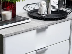 Scarpiera Bianco Grigio Cemento un Cassetto 12 Paia 102x33x94.5h cm, 2 Ripiani - Fabriano