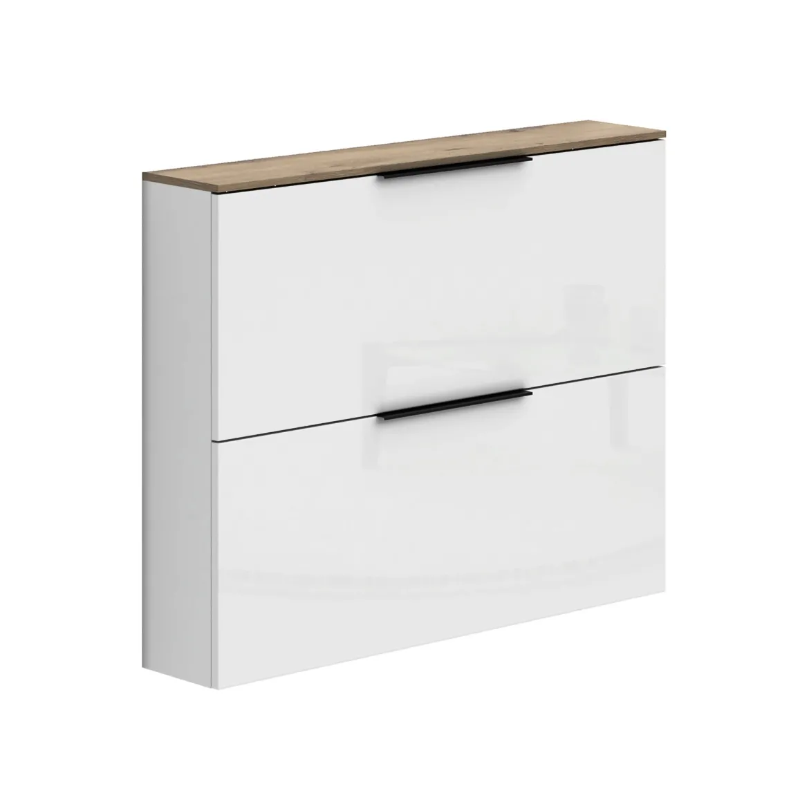 Scarpiera Bianco Lucido Cassetti Ripiani 100x19x80h cm, 10 Paia - Faloppio