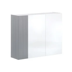 Scarpiera Bianco Lucido Grigio 10 Ripiani 28 Paia 145x34x115h cm, 12 Vani - Caresana